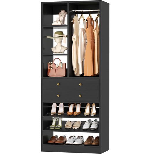 28-Inch Closet Organizer Tower – Free Standing Wardrobe Storage Unit with Drawers and Shelves, Closets System