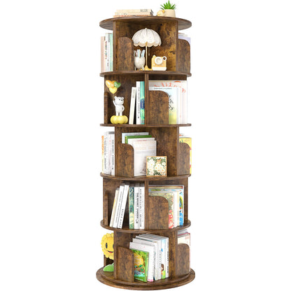 Rotating Bookshelf, 360 Display Wood Spinning Bookshelf Tower