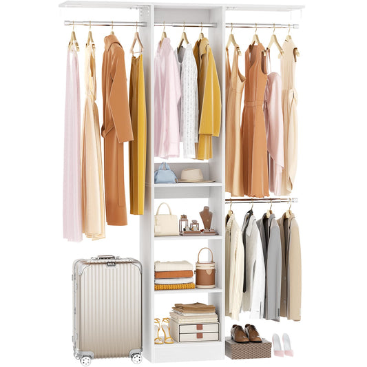 4FT Small Closet System with 4 Closet Rods & 3 Shelves