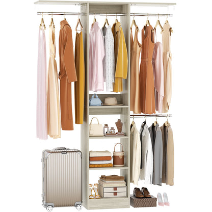 4FT Small Closet System with 4 Closet Rods & 3 Shelves