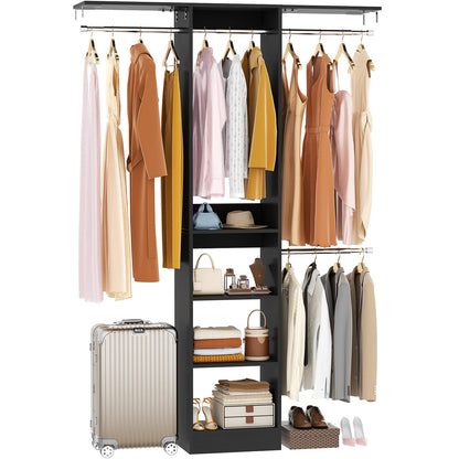 4FT Small Closet System with 4 Closet Rods & 3 Shelves