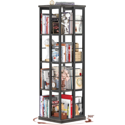 Rotating Bookshelf, Corner Bookshelf, 360 Display Wood Spinning Bookshelf