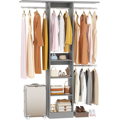4FT Small Closet System with 4 Closet Rods & 3 Shelves