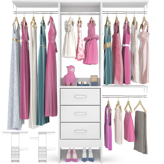 4FT Small Closet System with 3 Fabric Drawers