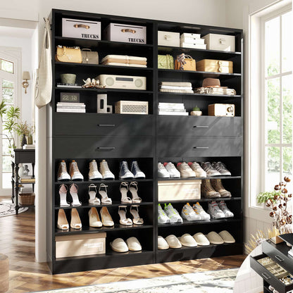 10-Tier Shoe Cabinet with 2 Drawers, 65cm Width Freestanding Closet Organizer