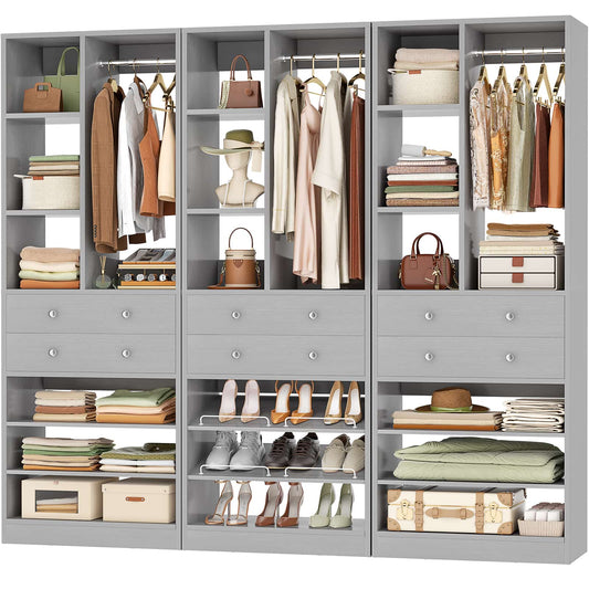 7 FT (84") Free Standing Closet Organizer System - Heavy Duty Wardrobe Tower with Drawers & Shelves