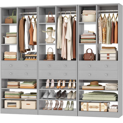 7 FT (84") Free Standing Closet Organizer System - Heavy Duty Wardrobe Tower with Drawers & Shelves