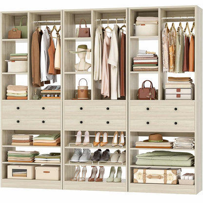 7 FT (84") Free Standing Closet Organizer System - Heavy Duty Wardrobe Tower with Drawers & Shelves