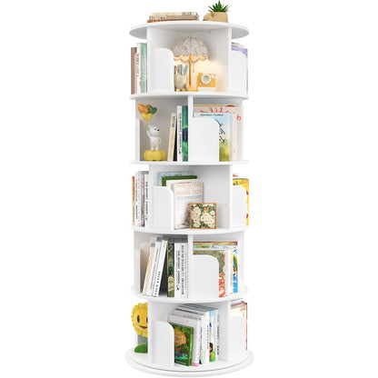 Rotating Bookshelf, 360 Display Wood Spinning Bookshelf Tower