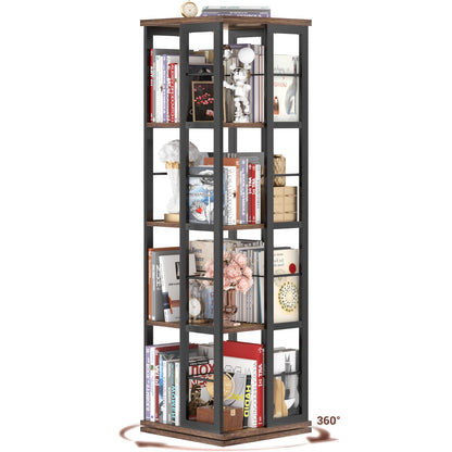 Rotating Bookshelf, Corner Bookshelf, 360 Display Wood Spinning Bookshelf
