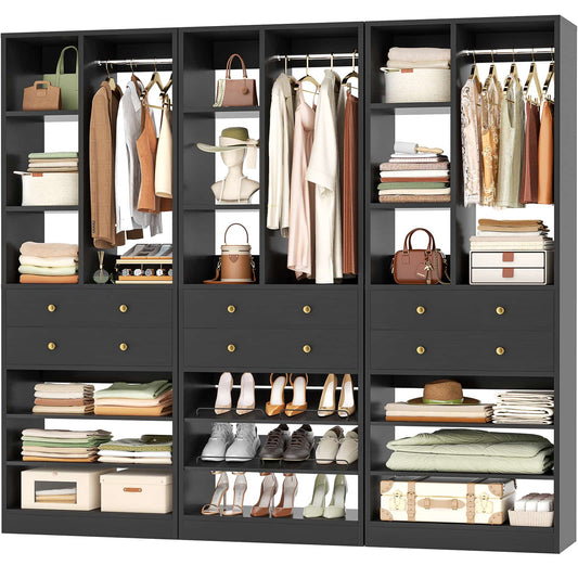 7 FT (84") Free Standing Closet Organizer System - Heavy Duty Wardrobe Tower with Drawers & Shelves
