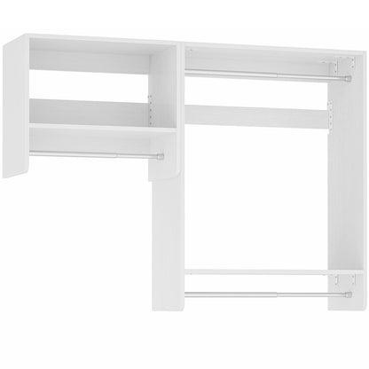5FT Walk in Wood Clothing Rack with 3 Hanging Rods and 2 Shelves