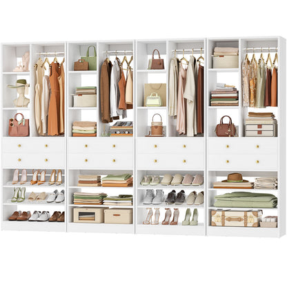 112 Inch (9.2 FT) Freestanding Wardrobe Closet Organizer with 8 Drawers & Shelves, Heavy Duty 2400+ lbs Capacity