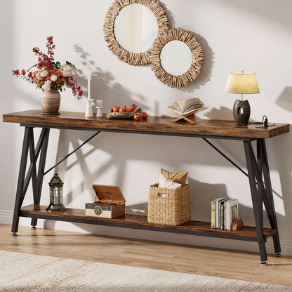Console Table with Charging Station, 70.9 Inch Extra Long Sofa Table