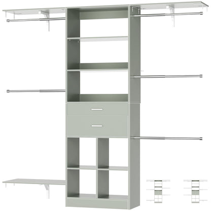 5FT Small Closet System, Baby Closet Organizer System with Wooden Drawers