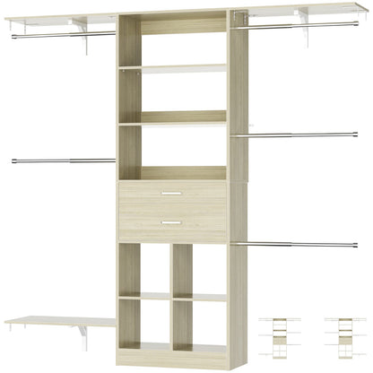 5FT Small Closet System, Baby Closet Organizer System with Wooden Drawers