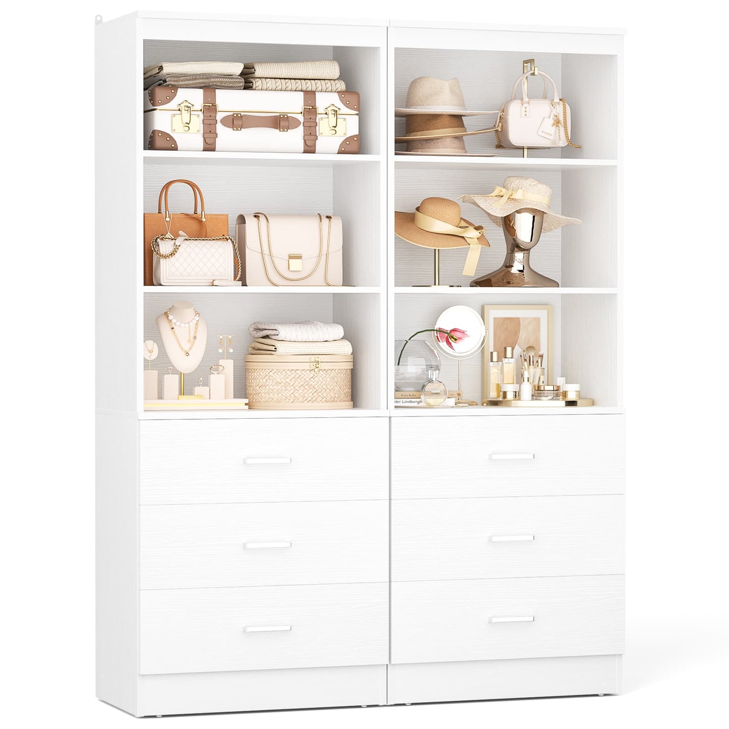 47.2" Closet Organizer System with 6 Wood Drawers