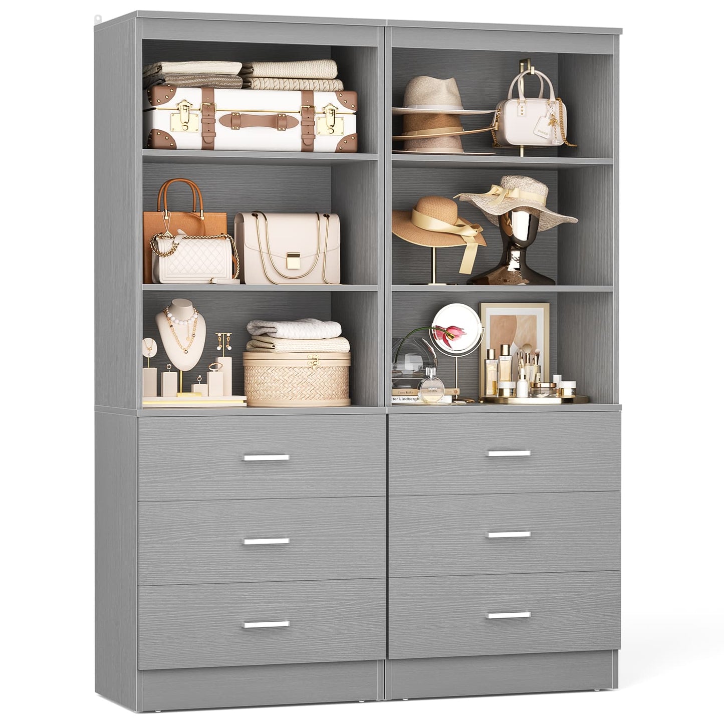 47.2" Closet Organizer System with 6 Wood Drawers