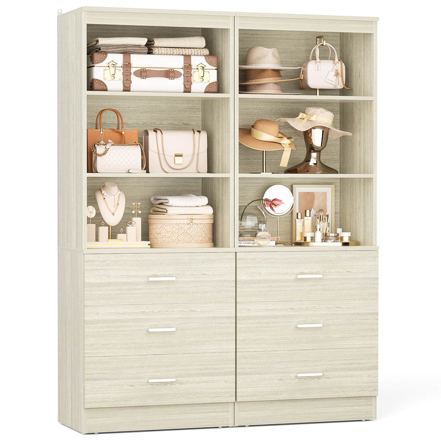 47.2" Closet Organizer System with 6 Wood Drawers