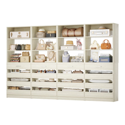 4-Pack Space-Saving Modular Closet Organizer with 16 Drawers & Adjustable Shelves