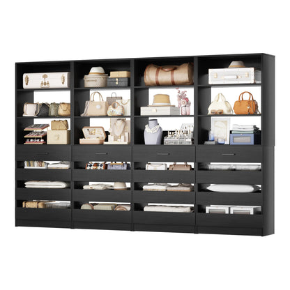 4-Pack Space-Saving Modular Closet Organizer with 16 Drawers & Adjustable Shelves