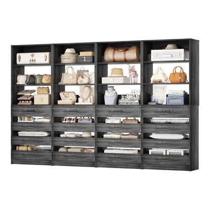 4-Pack Space-Saving Modular Closet Organizer with 16 Drawers & Adjustable Shelves