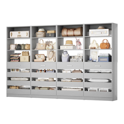 4-Pack Space-Saving Modular Closet Organizer with 16 Drawers & Adjustable Shelves