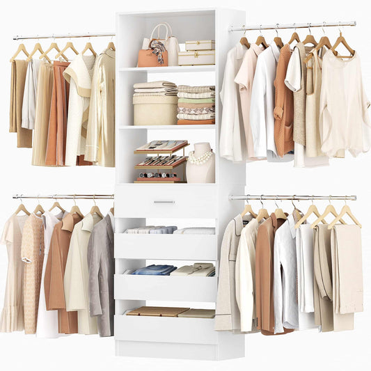 4-9 Ft Adjustable Wooden Closet Organizer System