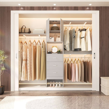 96 '' Closet Organizer System with Wood Drawers and Doors