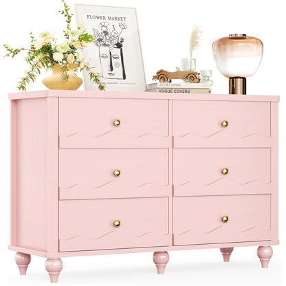 6-Drawer Dresser for Bedroom - 43" Modern Chest of Drawers with Scalloped Front, Storage Organizer