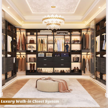 Closet System Closet Organizer, Wood Closet Organizer System,Walk-in Closet or Small Closets Wardrobe, Clothes Rack with Hanging Rods