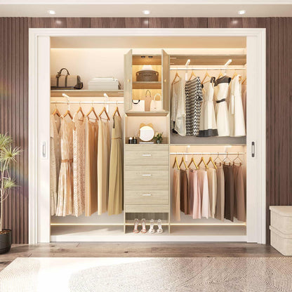 96 '' Closet Organizer System with Wood Drawers and Doors