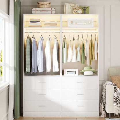 4FT (48 Inch) Closet Organizer System,Set of 2 - 6 Wood Drawers, 2 Hanging Rods & 2 Shelves