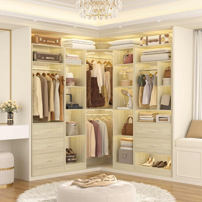 Freestanding Closet System with 3 Sets, 87.2" Closet Organizer System , Reversible L Shaped Walk-in Closets,