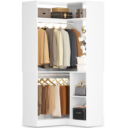 34’’ Corner Closet System with Shelves and Hanging Rods