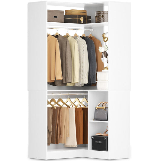 34’’ Corner Closet System with Shelves and Hanging Rods