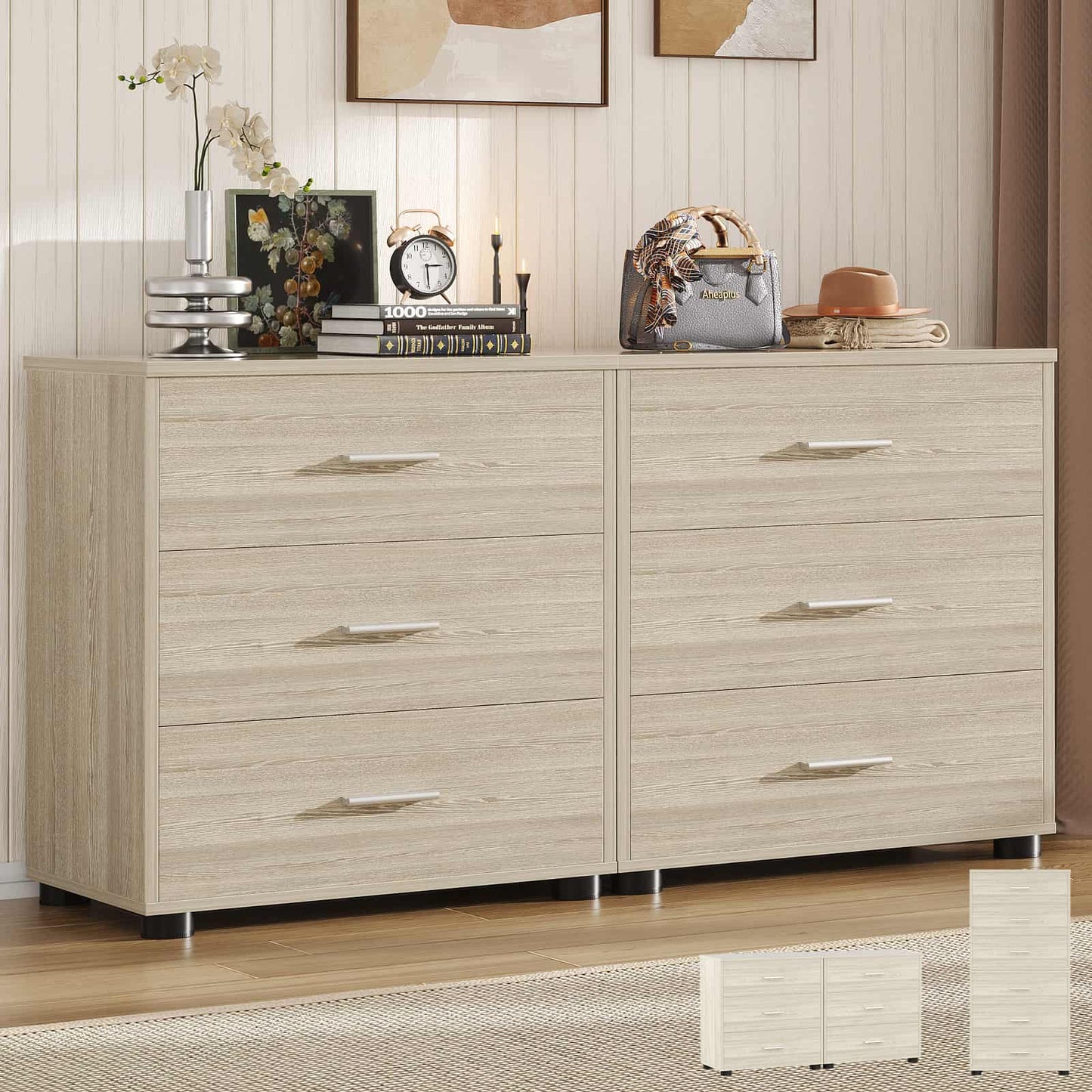 3-Drawer Wood Closet Organizer System - Multi-Functional Storage for Bedroom, Nightstand or End Table