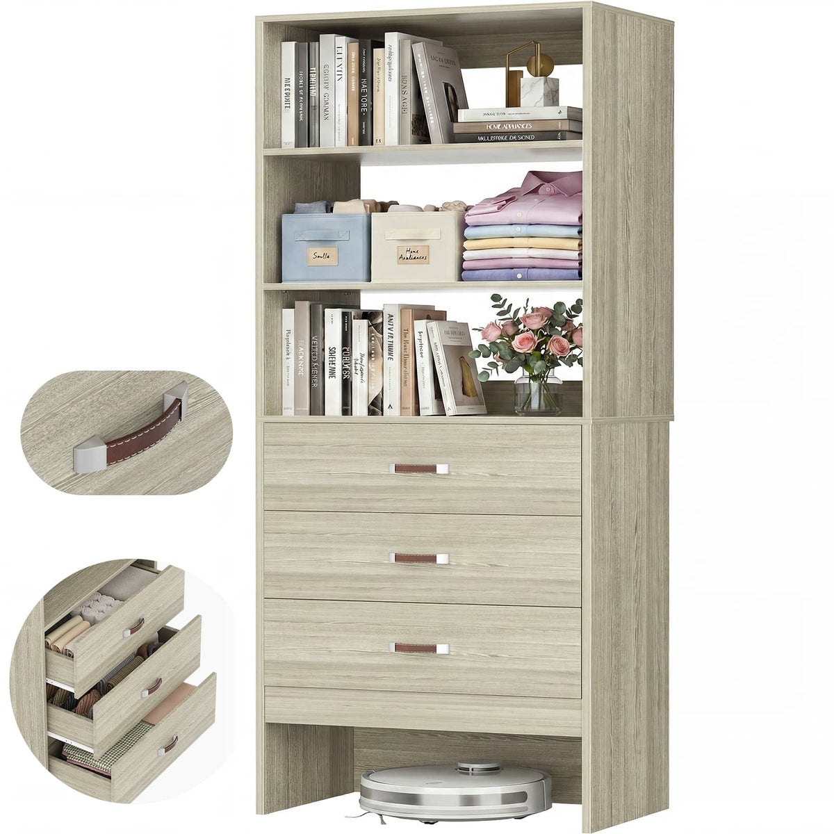 1.8FT Closet System with Leather Handles for Small Space