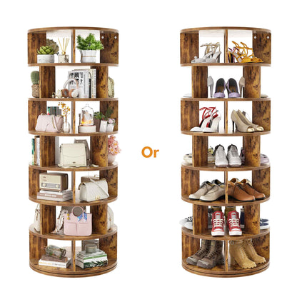 7-Tier Spinning Shoe Rack Tower, 360 Revolving wooden Shoe Rack, 60'' for shoes ,bags, Display Lazy Susan ,Storage Carousel