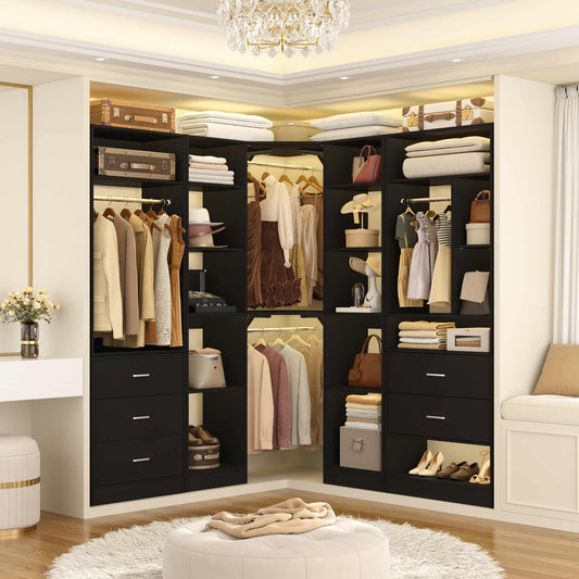 Freestanding Closet System with 3 Sets, 87.2" Closet Organizer System , Reversible L Shaped Walk-in Closets,