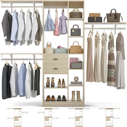 8FT Closet Organizer System with Wood Drawers