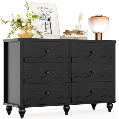 6-Drawer Dresser for Bedroom - 43" Modern Chest of Drawers with Scalloped Front, Storage Organizer
