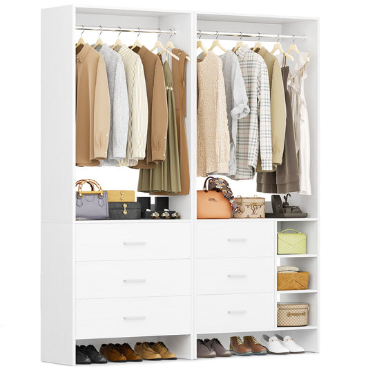 Closet System with 6 Drawers, 4.5ft Wood Closet Organizer System