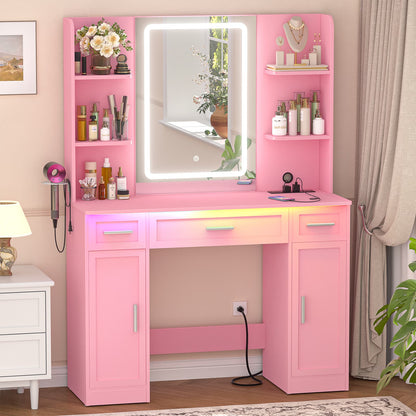 Makeup Vanity Desk with Mirror and Lights 3 Colors