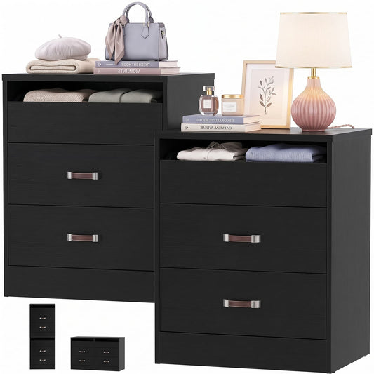 Closet Drawers Set of 2, Wood Closet Organizers and Storage