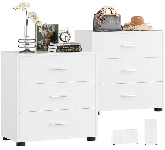 Closet Drawers Set of 2 – Wooden Closet Organizer with 3 Drawers Each, Storage Unit