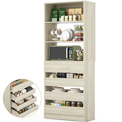 Space-Saving Modular Closet Organizer System with 4 Drawers & Adjustable Shelves - Wood Storage Cabinet