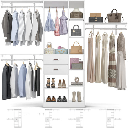 8FT Closet Organizer System with Wood Drawers