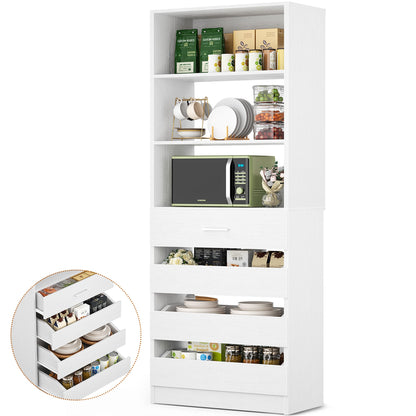 Space-Saving Modular Closet Organizer System with 4 Drawers & Adjustable Shelves - Wood Storage Cabinet