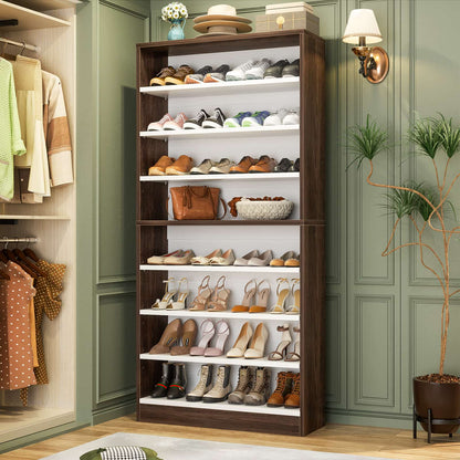 Tall Shoe Cabinet, 9-Tier Wood Shoe Storage Organizer